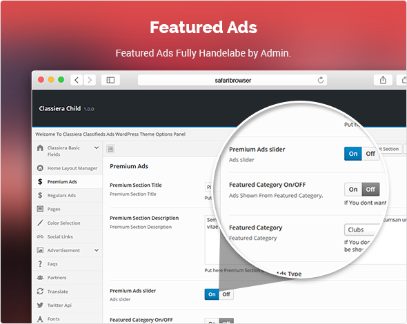 Premium Ads in classified theme