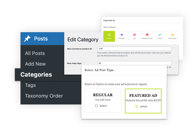 classifieds theme features