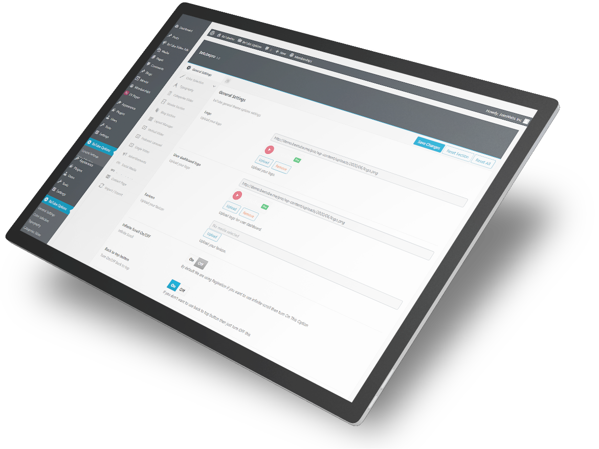 betube pro theme options