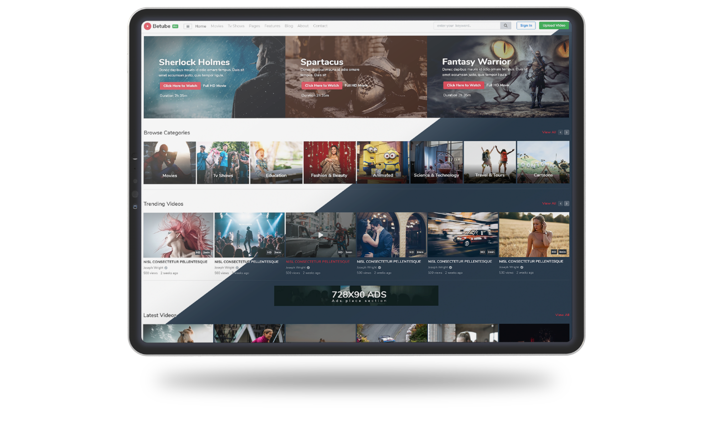 BeTube light and dark theme versions