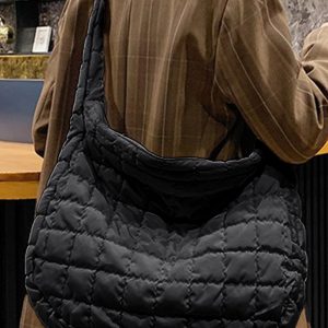 Black Quilted Zipper Large Shoulder Bag