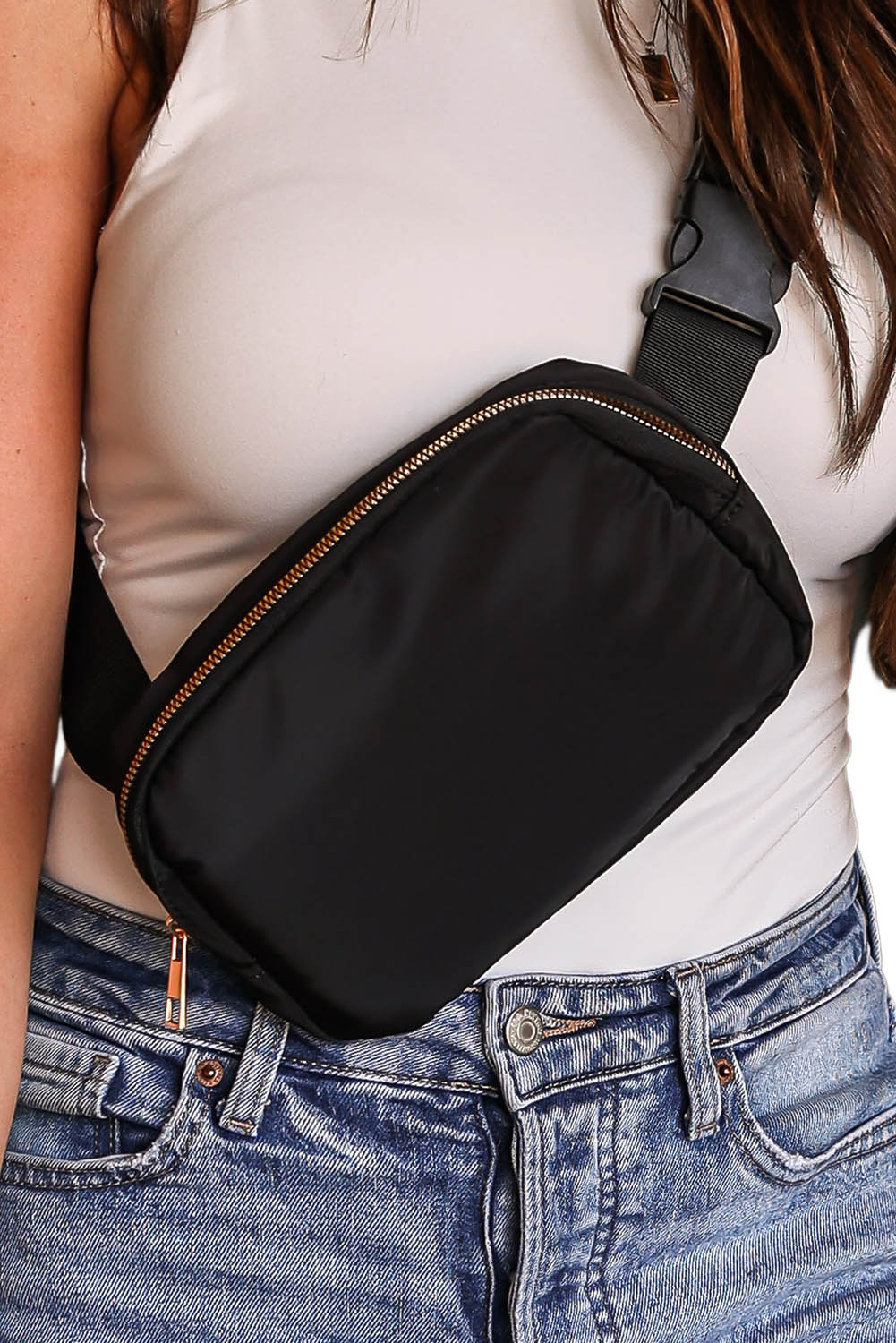 Black Waterproof Zipped Crossbody Chest Bag 20*5*14cm - Image 6