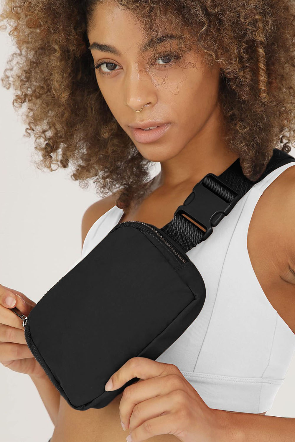 Black Waterproof Zipped Crossbody Chest Bag 20*5*14cm - Image 8