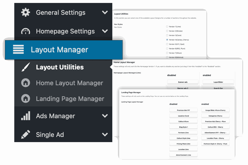 Classiera drag and drop layout manager