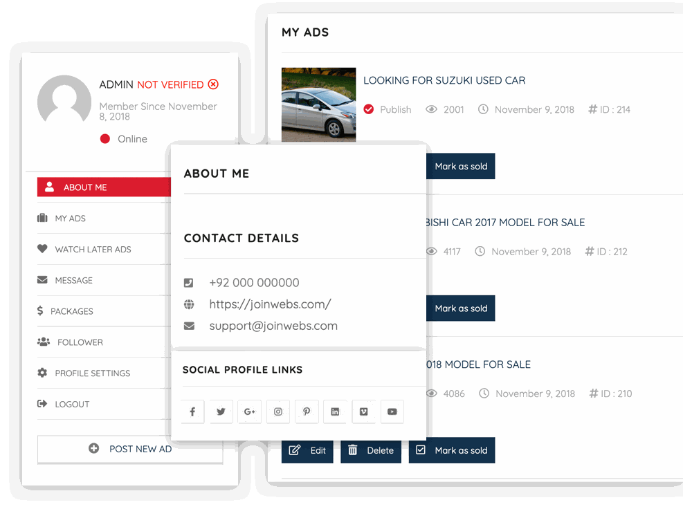 Classiera author dashboard