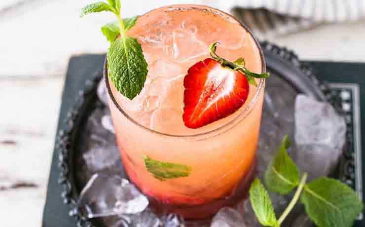 Beverage and Strawberries